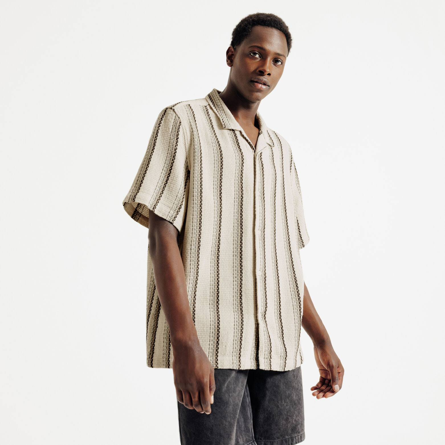 Chemisette en coton jacquard ray&eacute;e