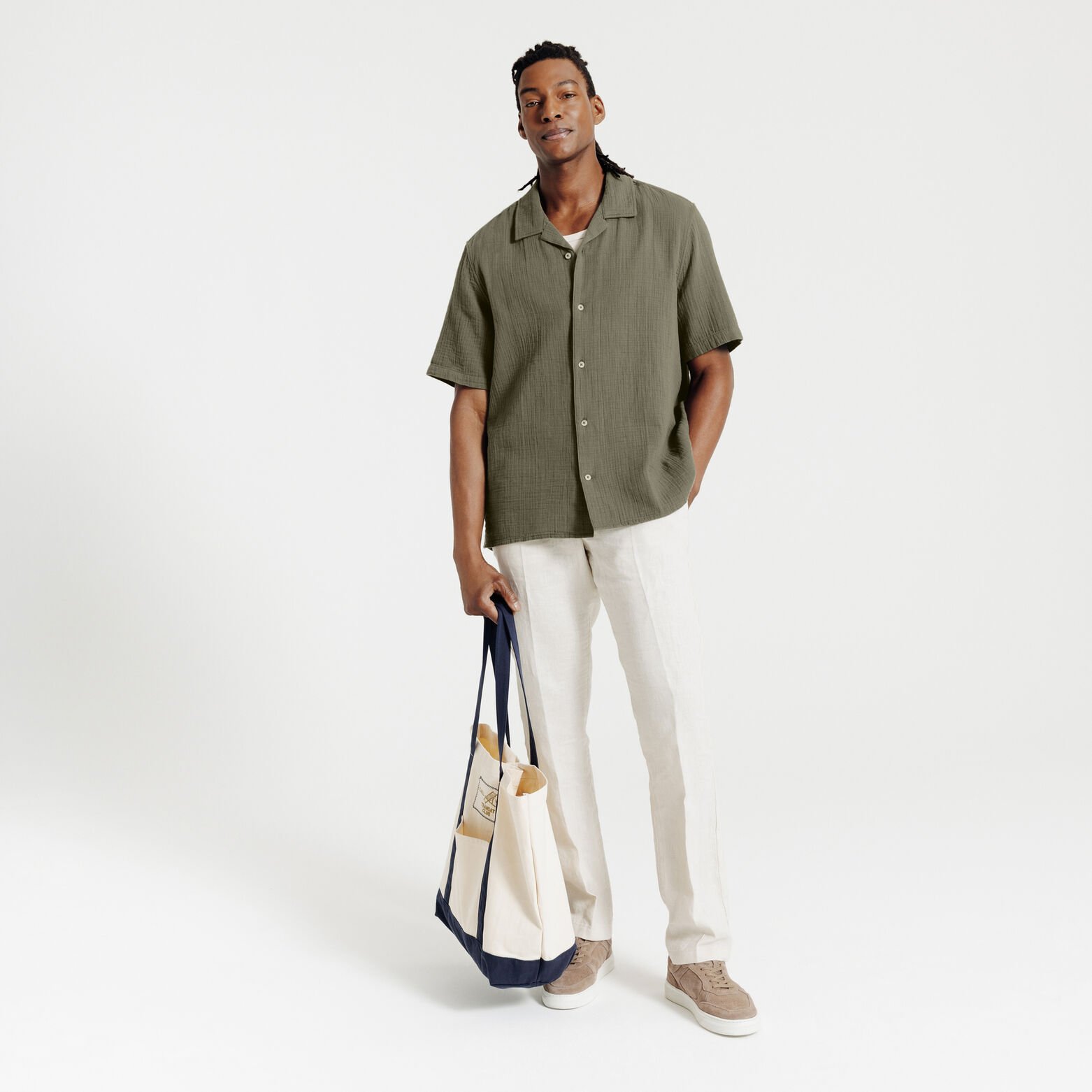 Chemisette en gaze de coton col requin