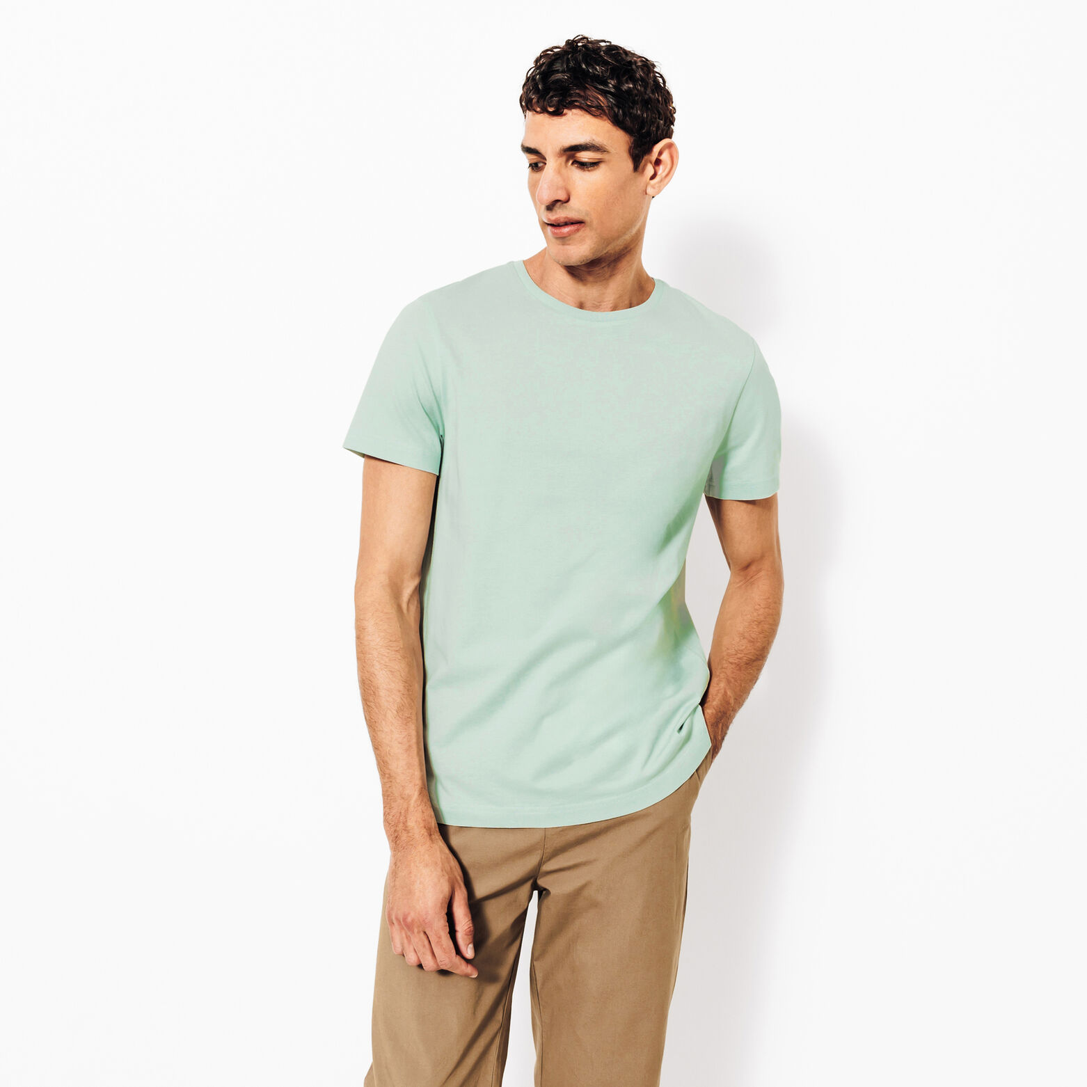 Tee shirt en coton col rond basique