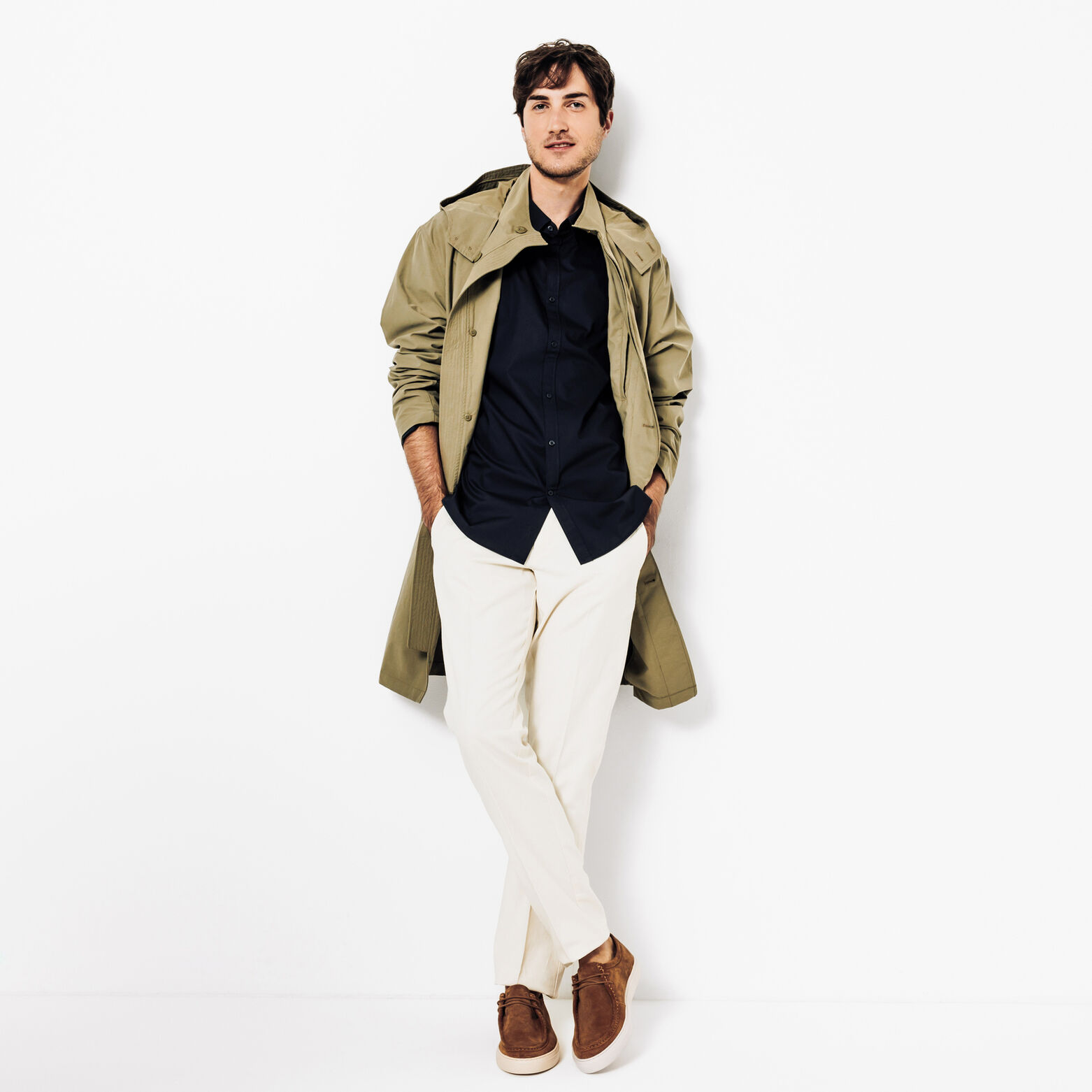 Chemise en coton col semi italien