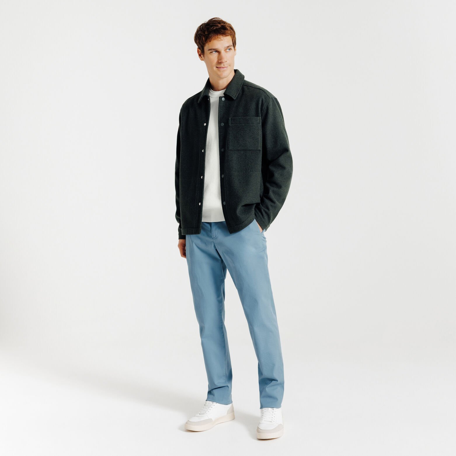 Pull col rond jeux de points fantaisie