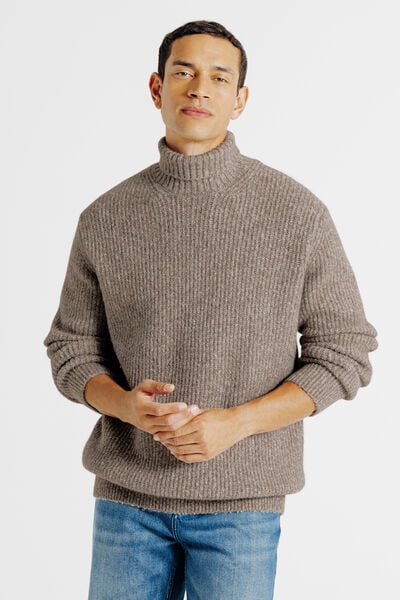 Pull col roul&eacute; tweed