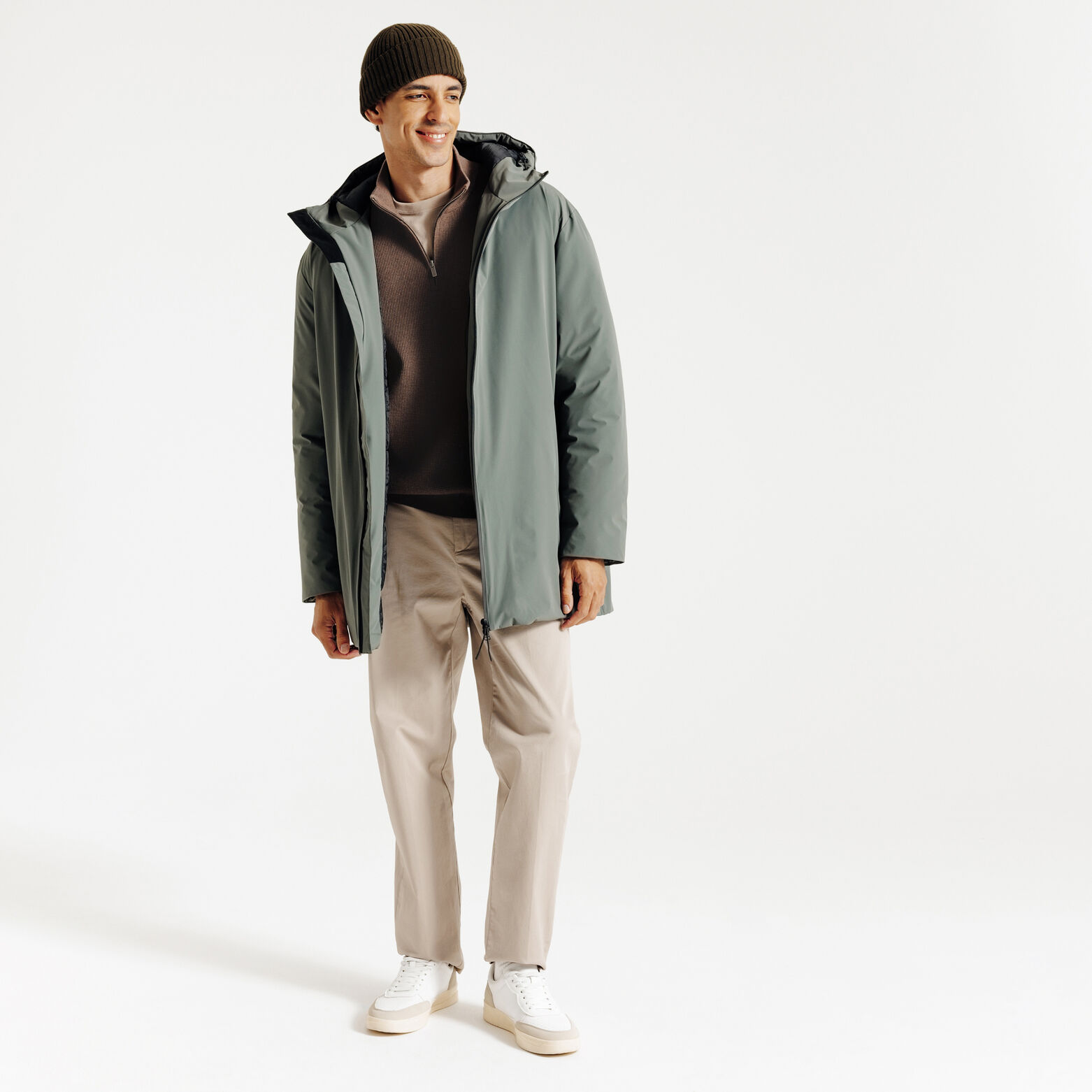 Pull col montant zipp&eacute; gaufr&eacute;