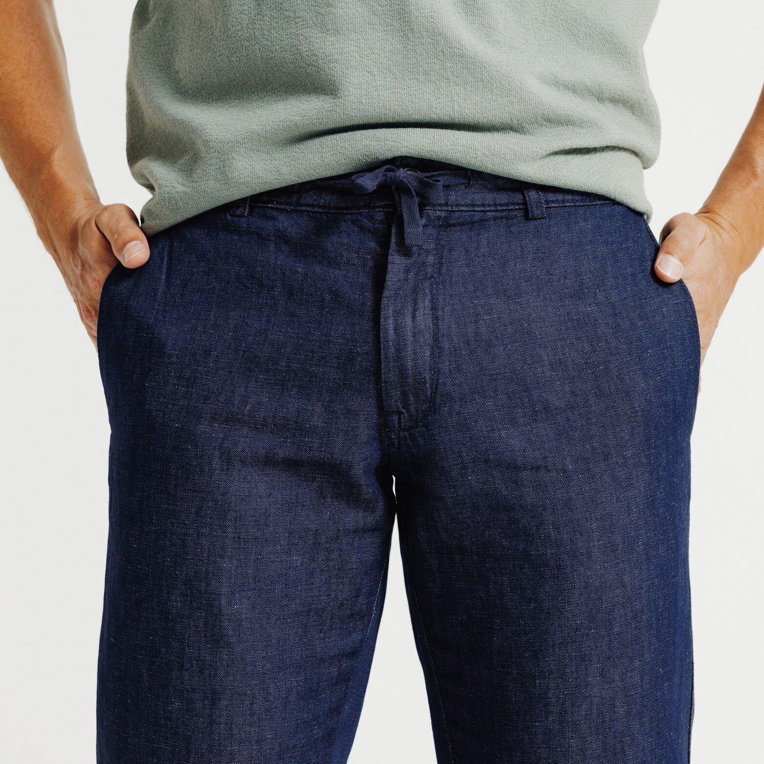 Relax jeans met linnen