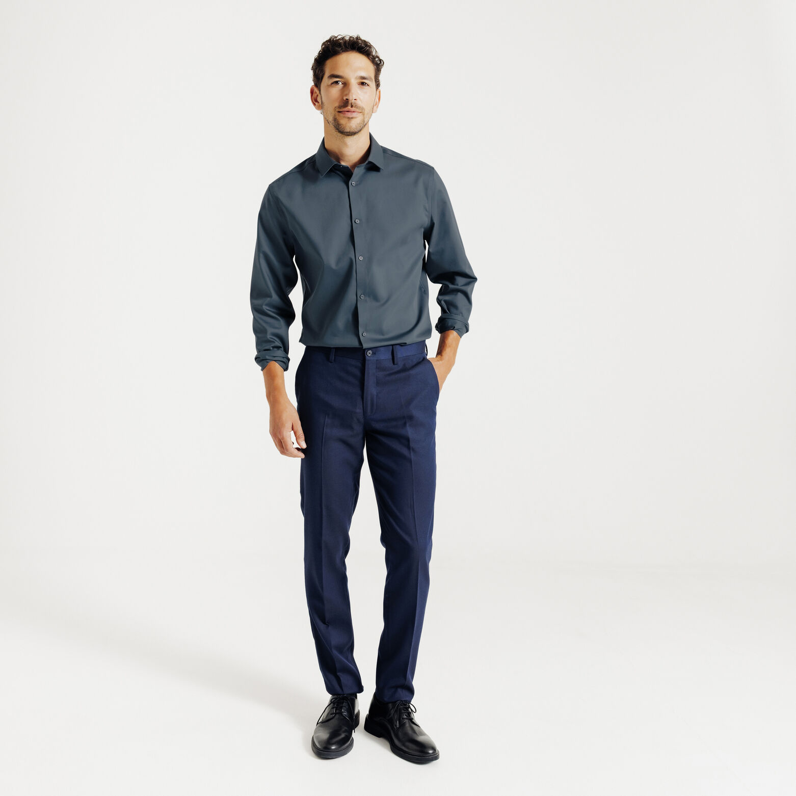 Slim effen strijkvrij hemd in katoen