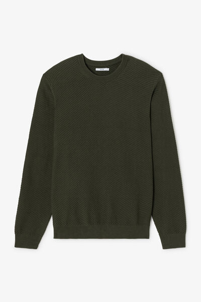 Pull col rond jeux de points fantaisie