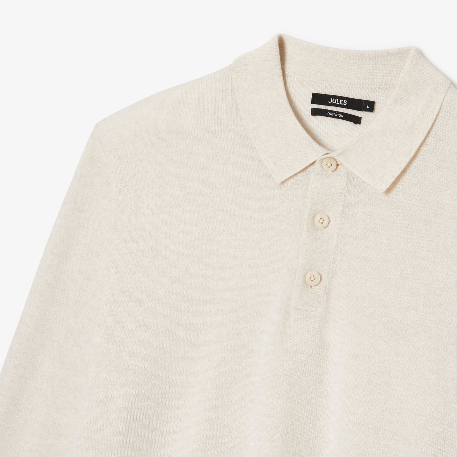 Polo col boutonn&eacute; en maille en laine de m&eacute;rinos