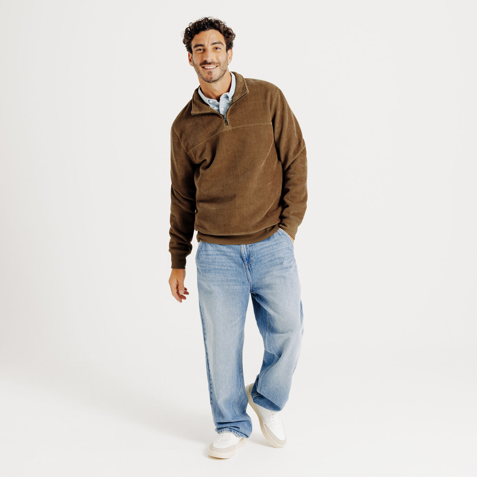 Sweat col montant zipp&eacute; velours