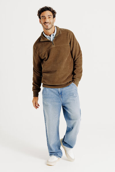 Sweat col montant zipp&eacute; velours