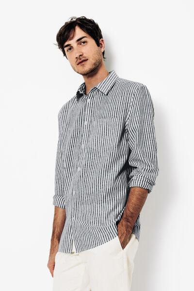 Chemise en coton lin ray&eacute;e