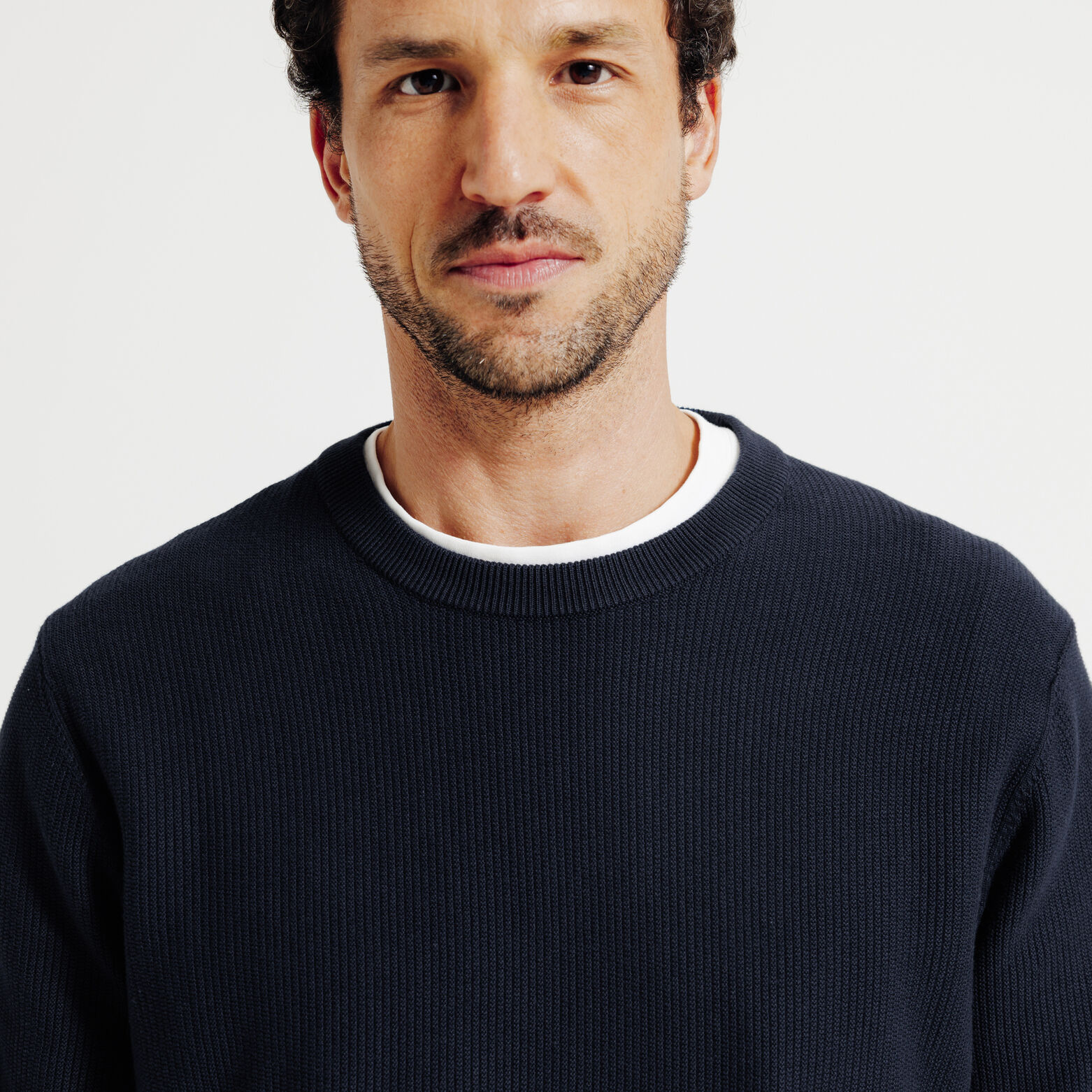 Trui ronde hals in fantasie stekenpatroon