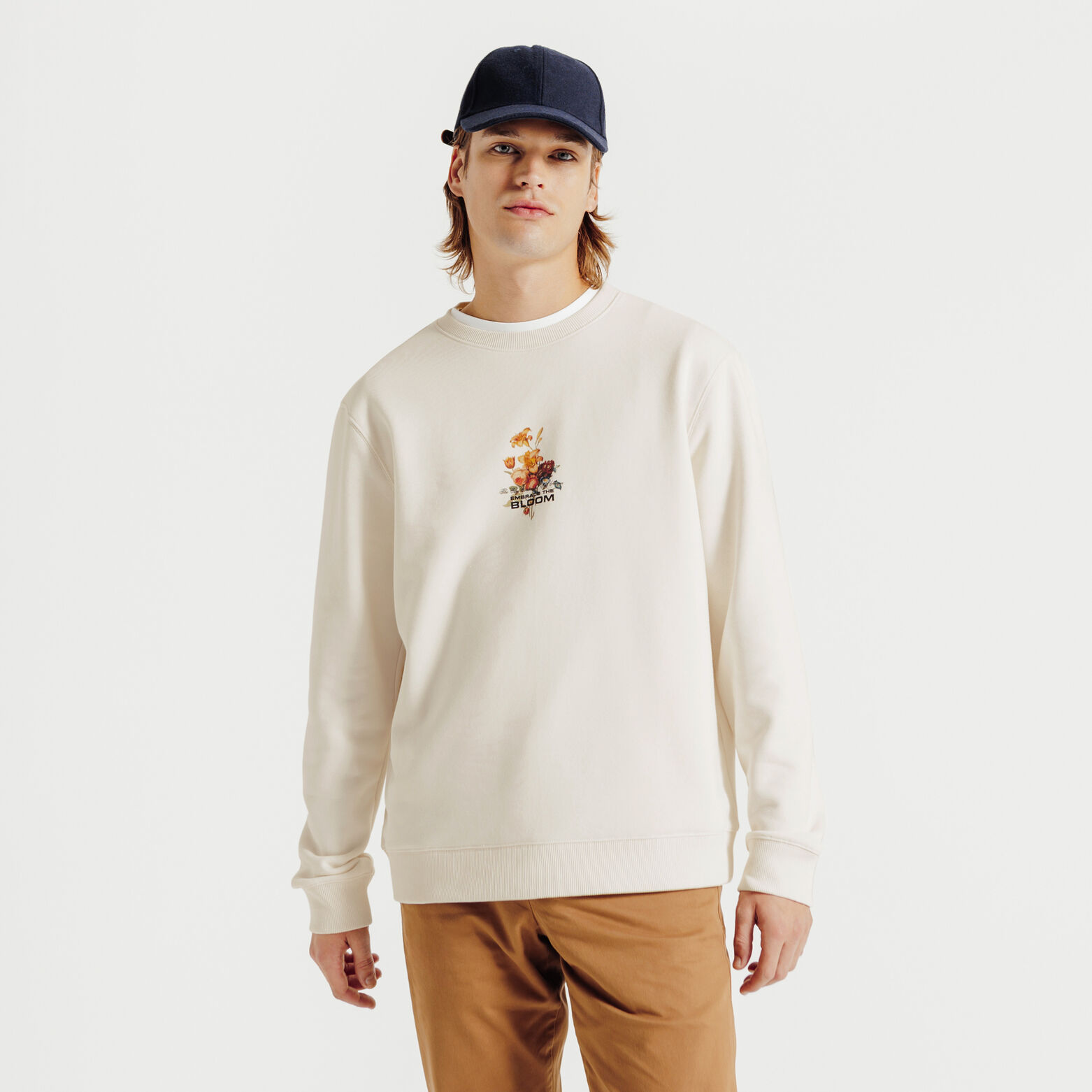 Sweater ronde hals met bloemenprint