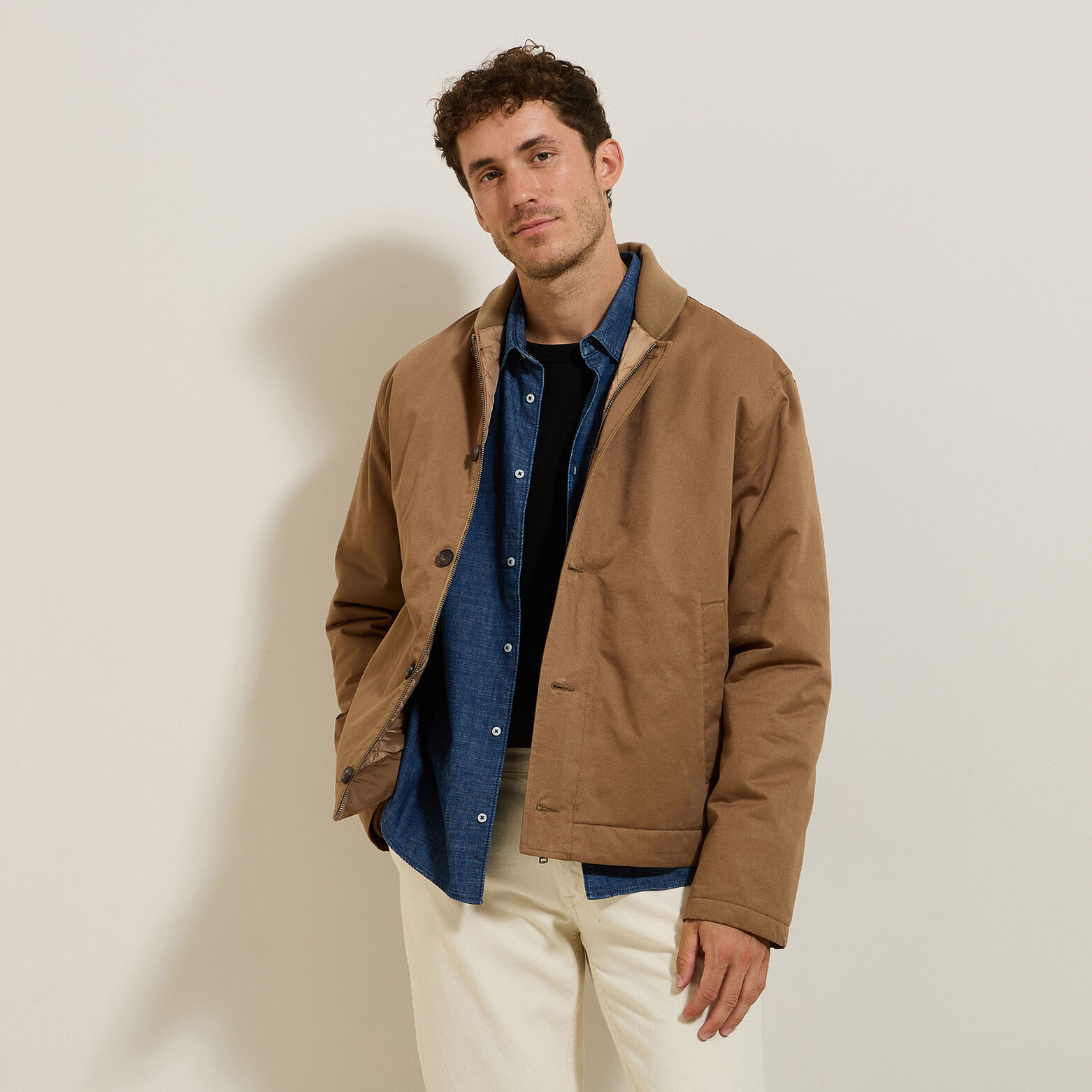 Blouson col ch&acirc;le boutonn&eacute;