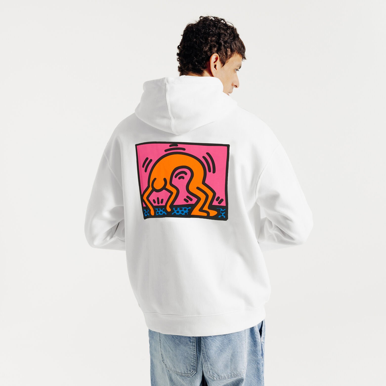 Sweat &agrave; capuche imprim&eacute; licence Keith Haring