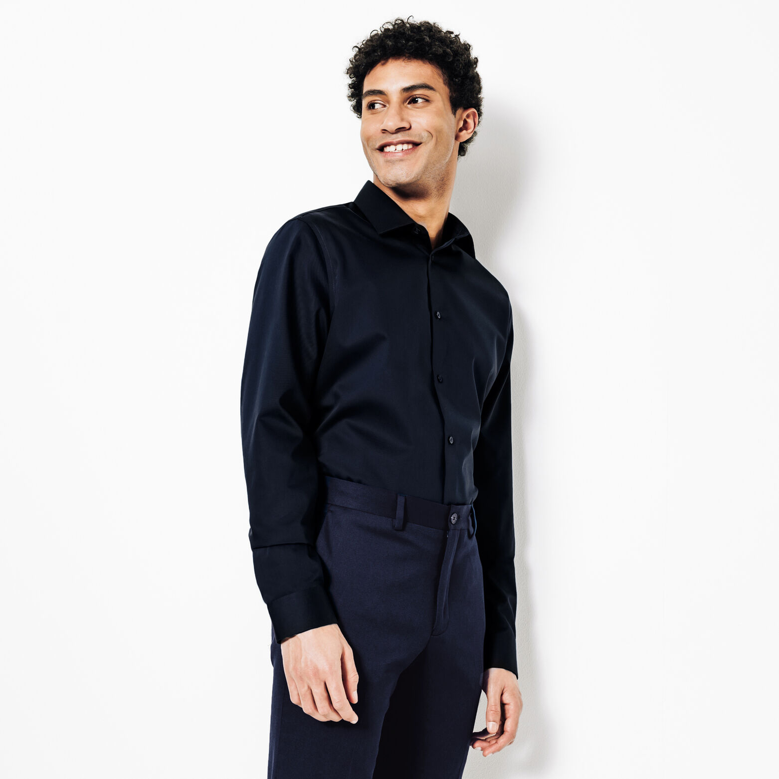 Chemise sans repassage en coton unie slim