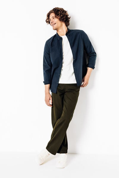 Pantalon chino large l&eacute;ger en coton