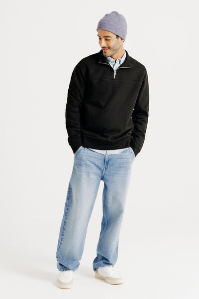 Sweat col montant zipp&eacute; uni