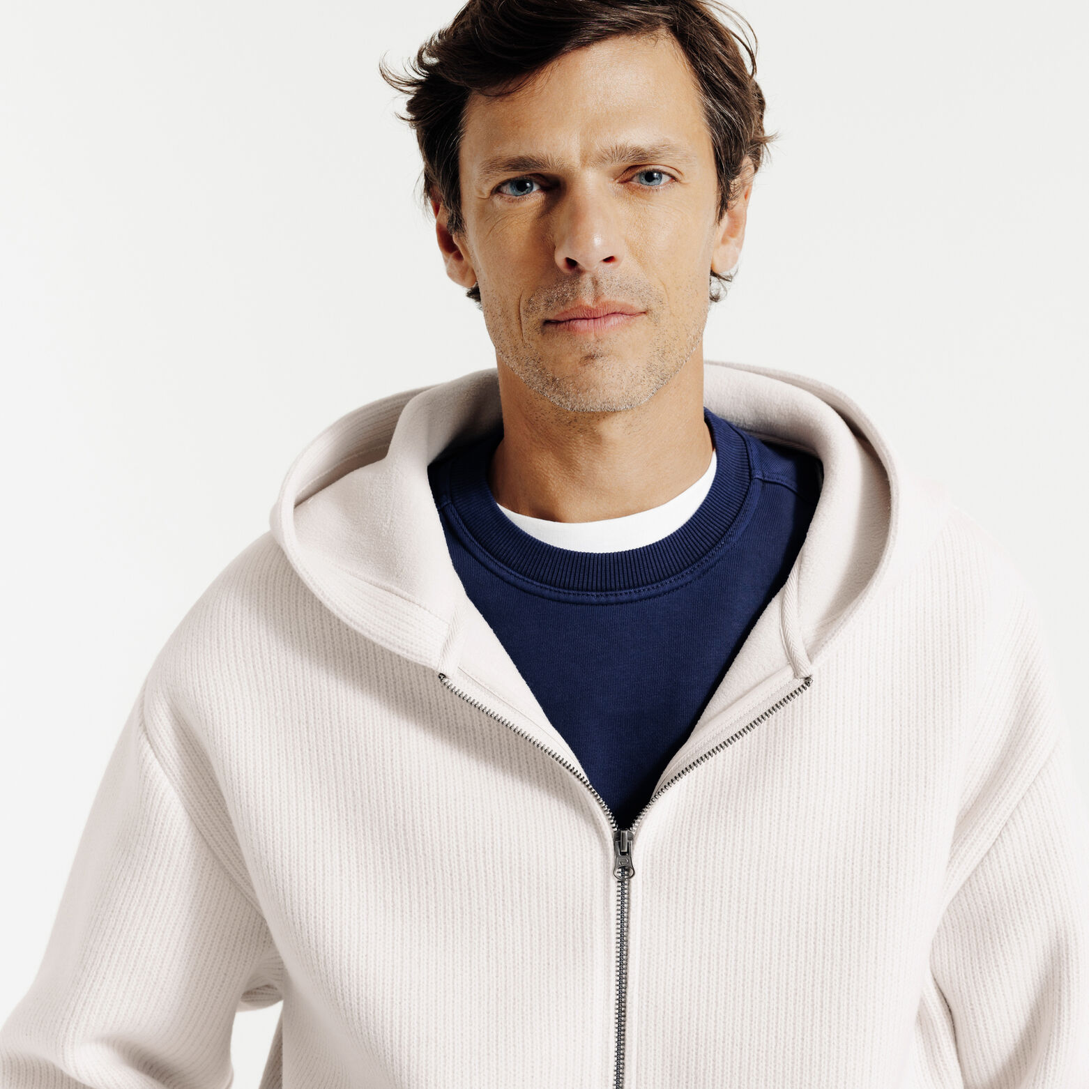 Sweater met kap en dubbele rits