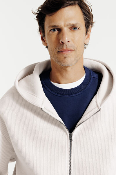 Sweater met kap en dubbele rits