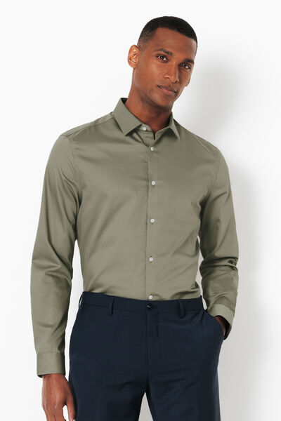 Chemise sans repassage en coton unie slim