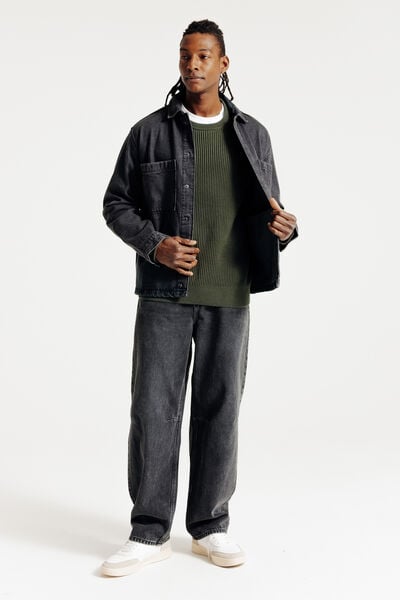 Pull col rond patch &eacute;paules