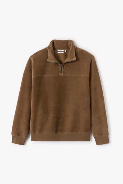 Sweat col montant zipp&eacute; velours