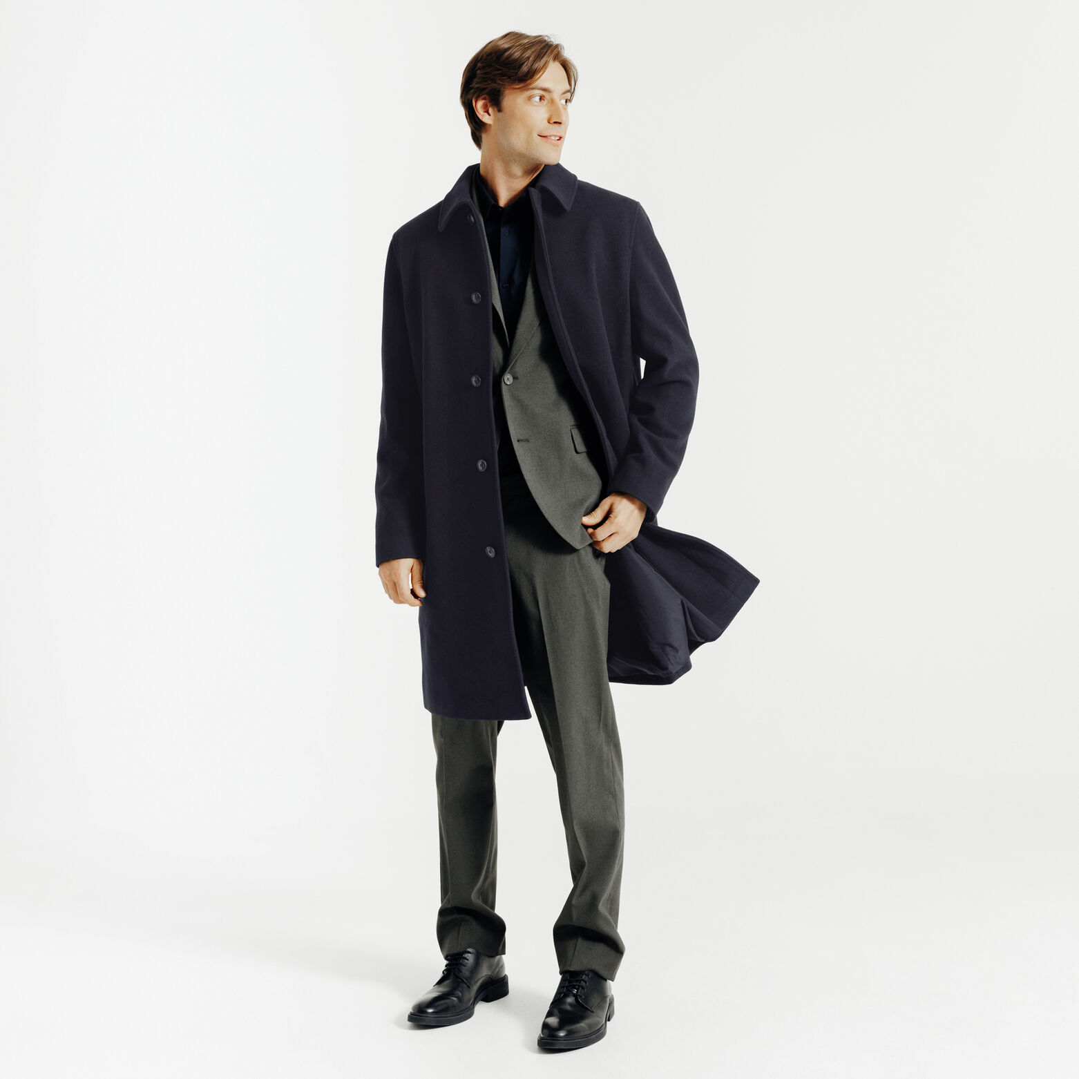 Manteau long col chemise