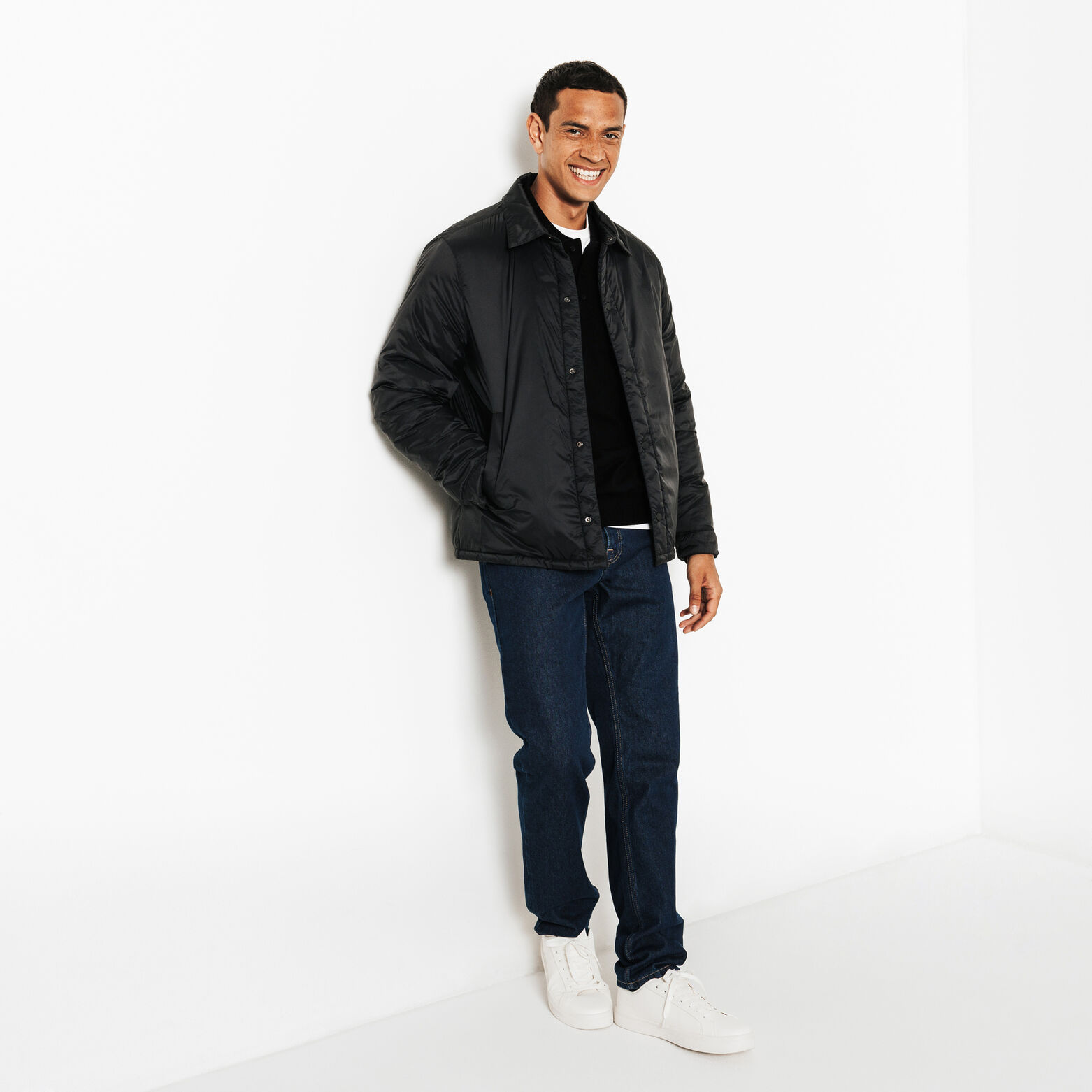 Polo met knoopkraag in merinos