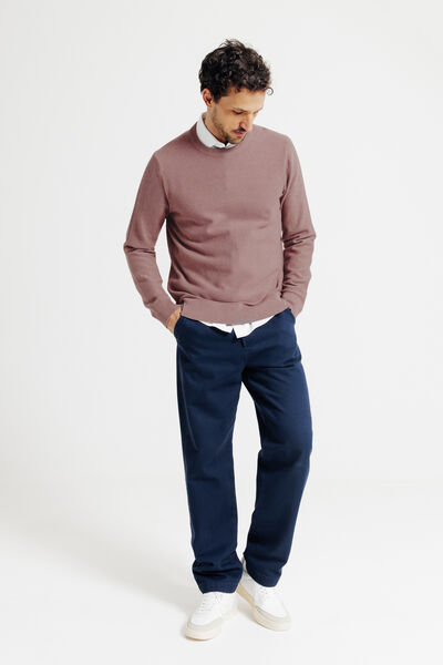 Pull col rond jeux de points fantaisie