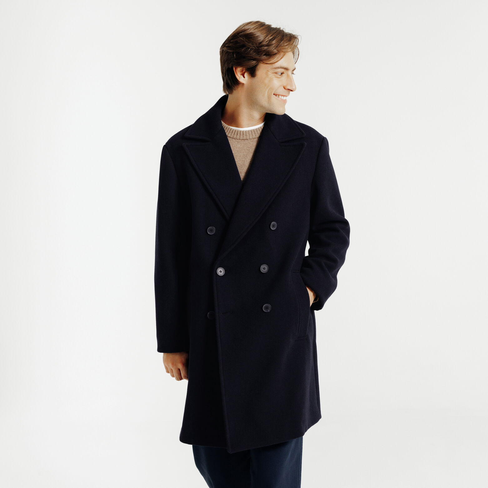 Manteau long hiver crois&eacute;