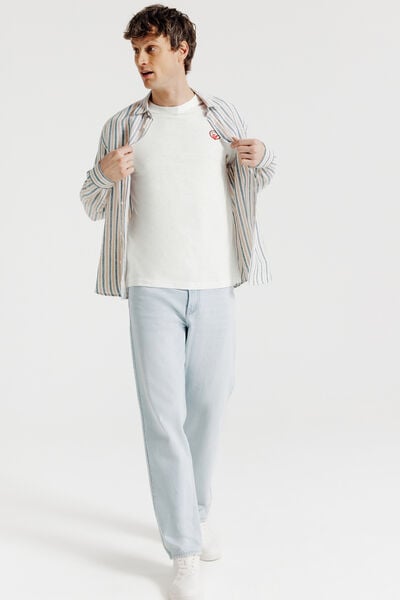 Tee shirt mati&egrave;re flamm&eacute;e broderie poitrine