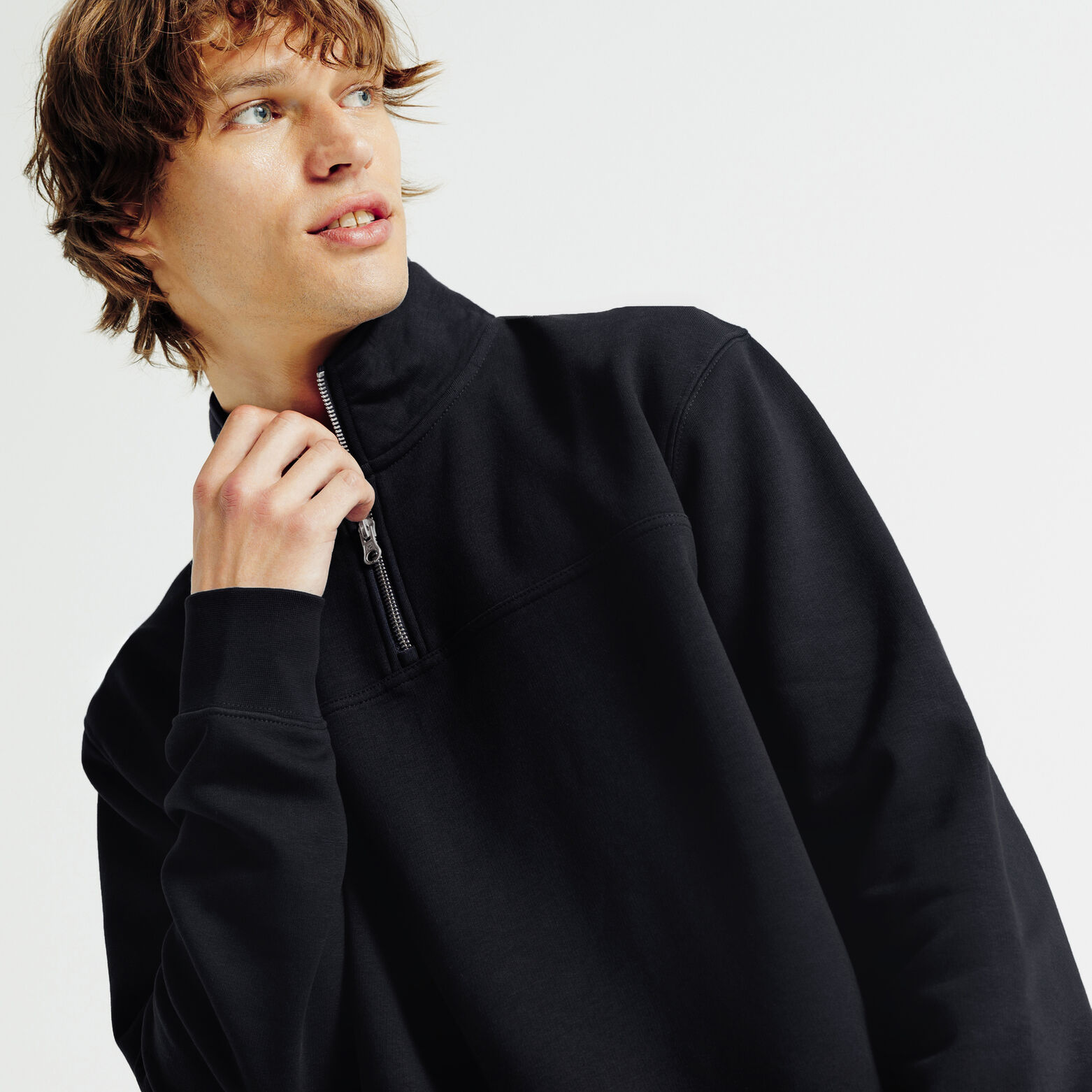 Sweat col montant zipp&eacute; uni