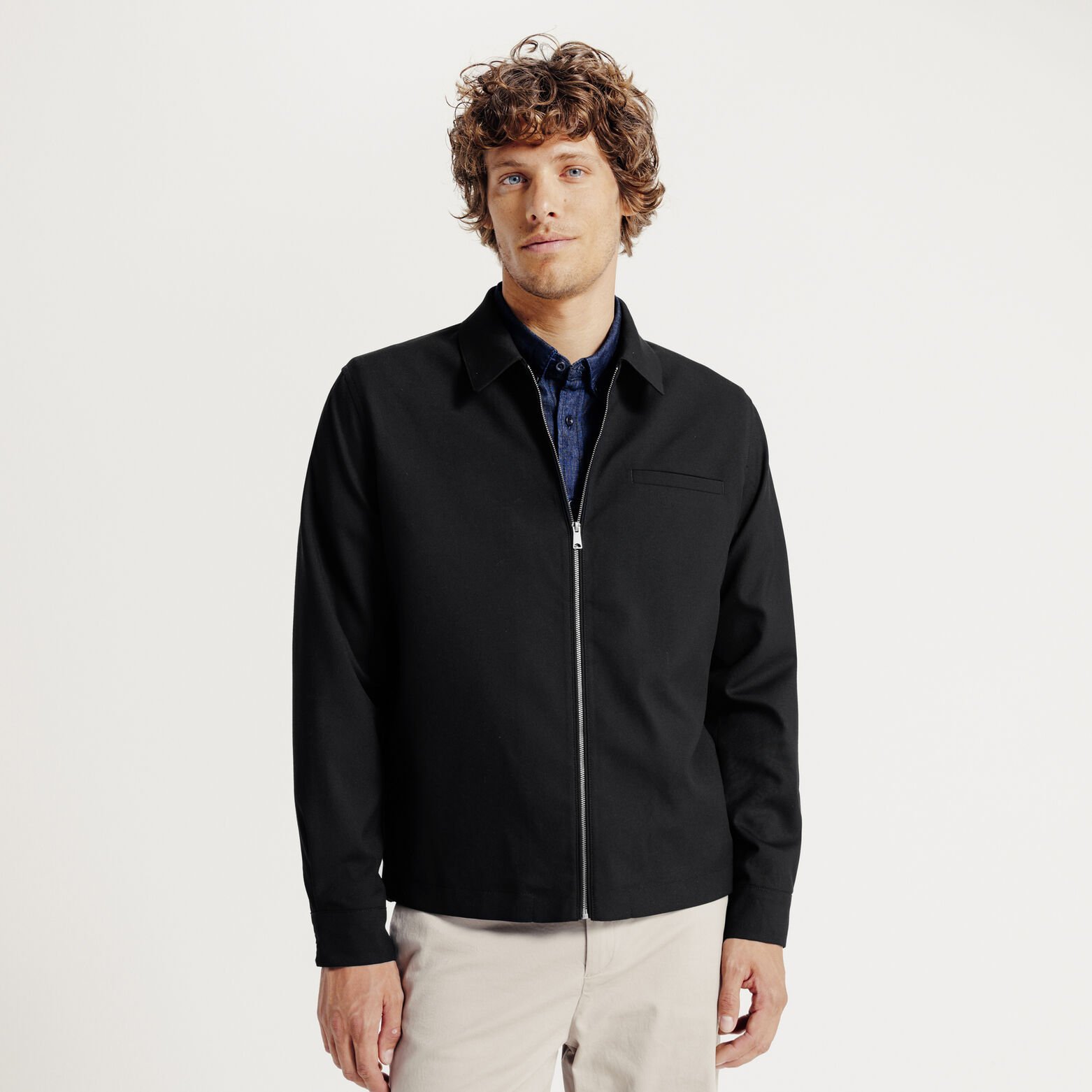 Veste col chemise zipp&eacute;e