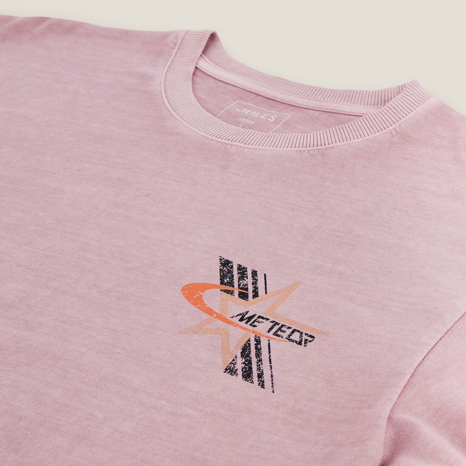 Tee shirt col rond imprim&eacute; poitrine en coton