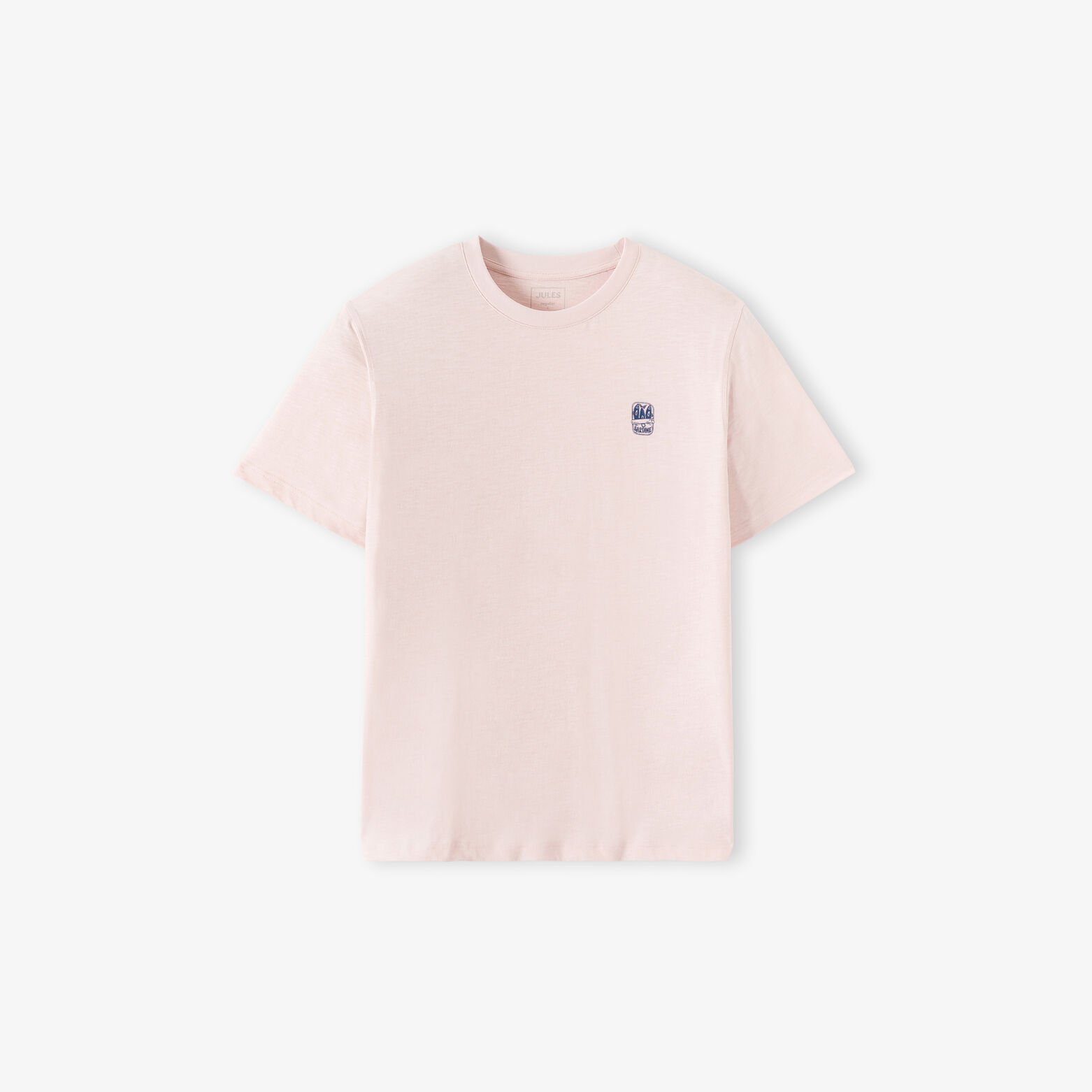 T-shirt in gevlamde stof met borduursel op de bors