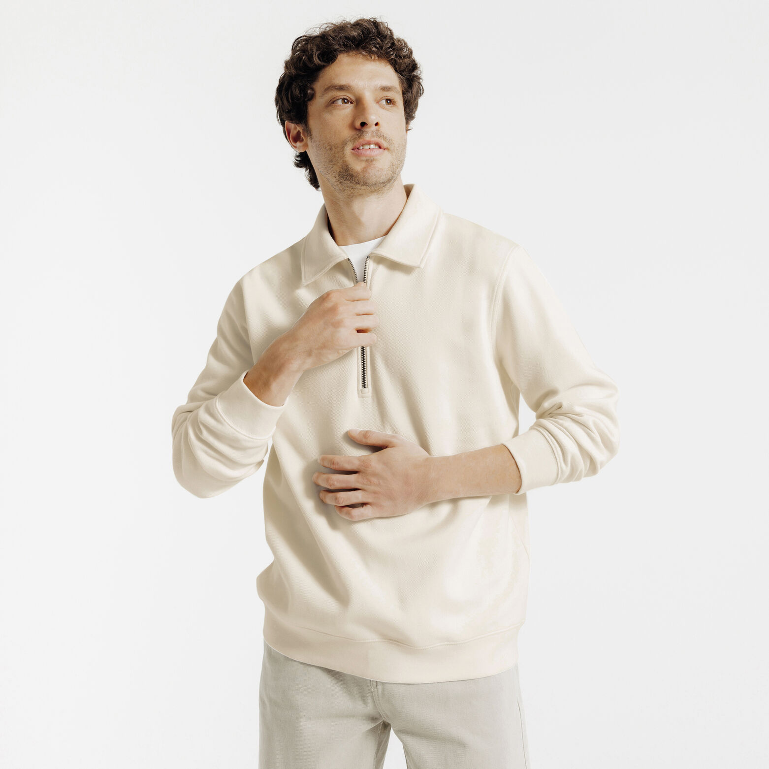 Sweat col polo zipp&eacute;