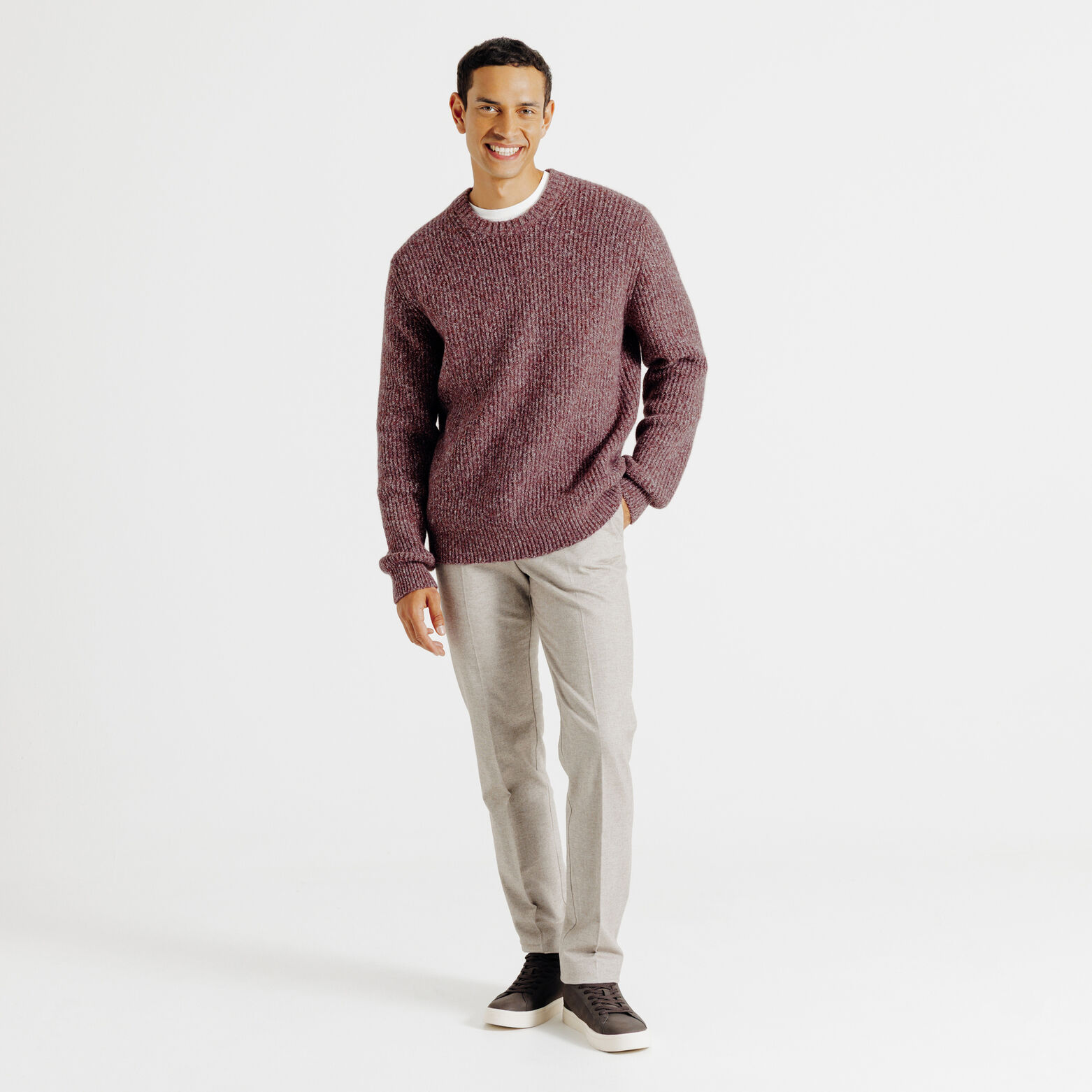 Trui ronde hals in tweed