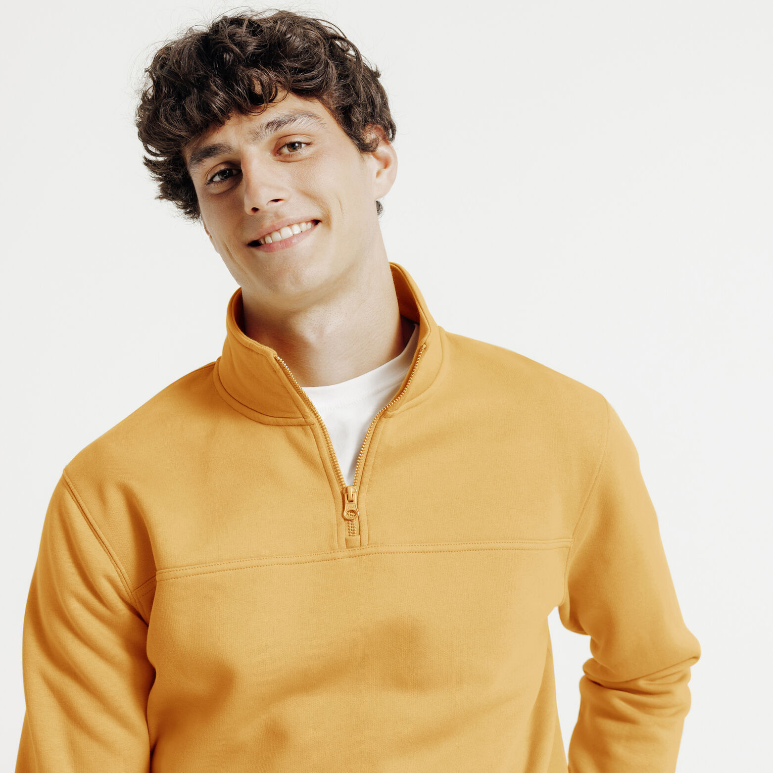 Sweat col montant zipp&eacute; uni