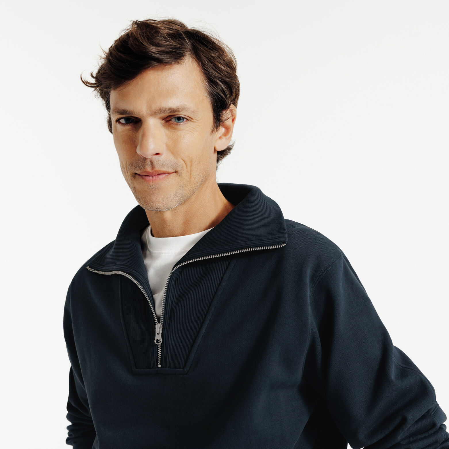 Sweat col camionneur zipp&eacute;