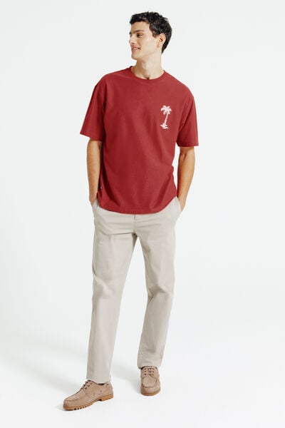 Tee shirt mati&egrave;re fantaisie broderie palmier