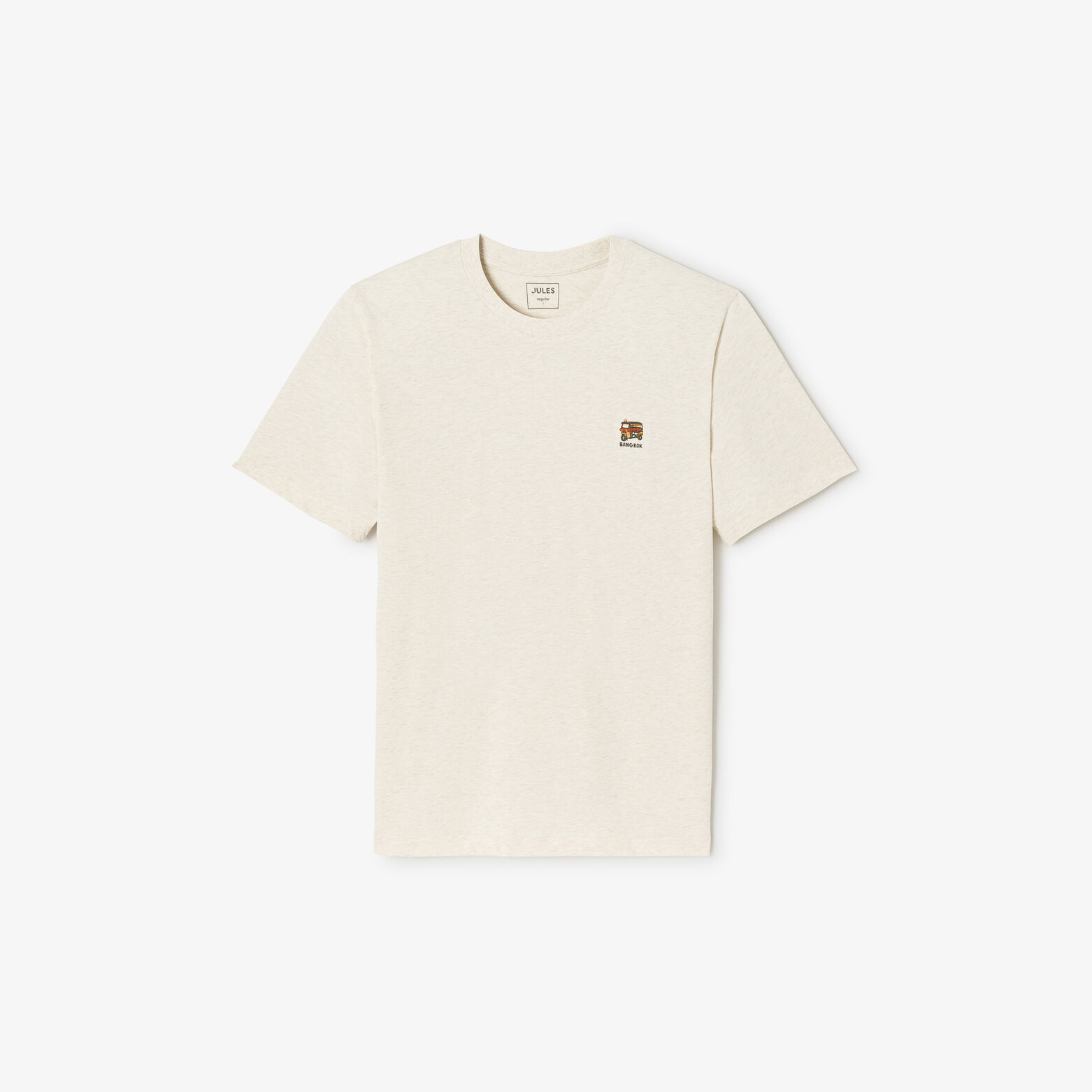 Geborduurd t-shirt ronde hals in gem&ecirc;leerde stof