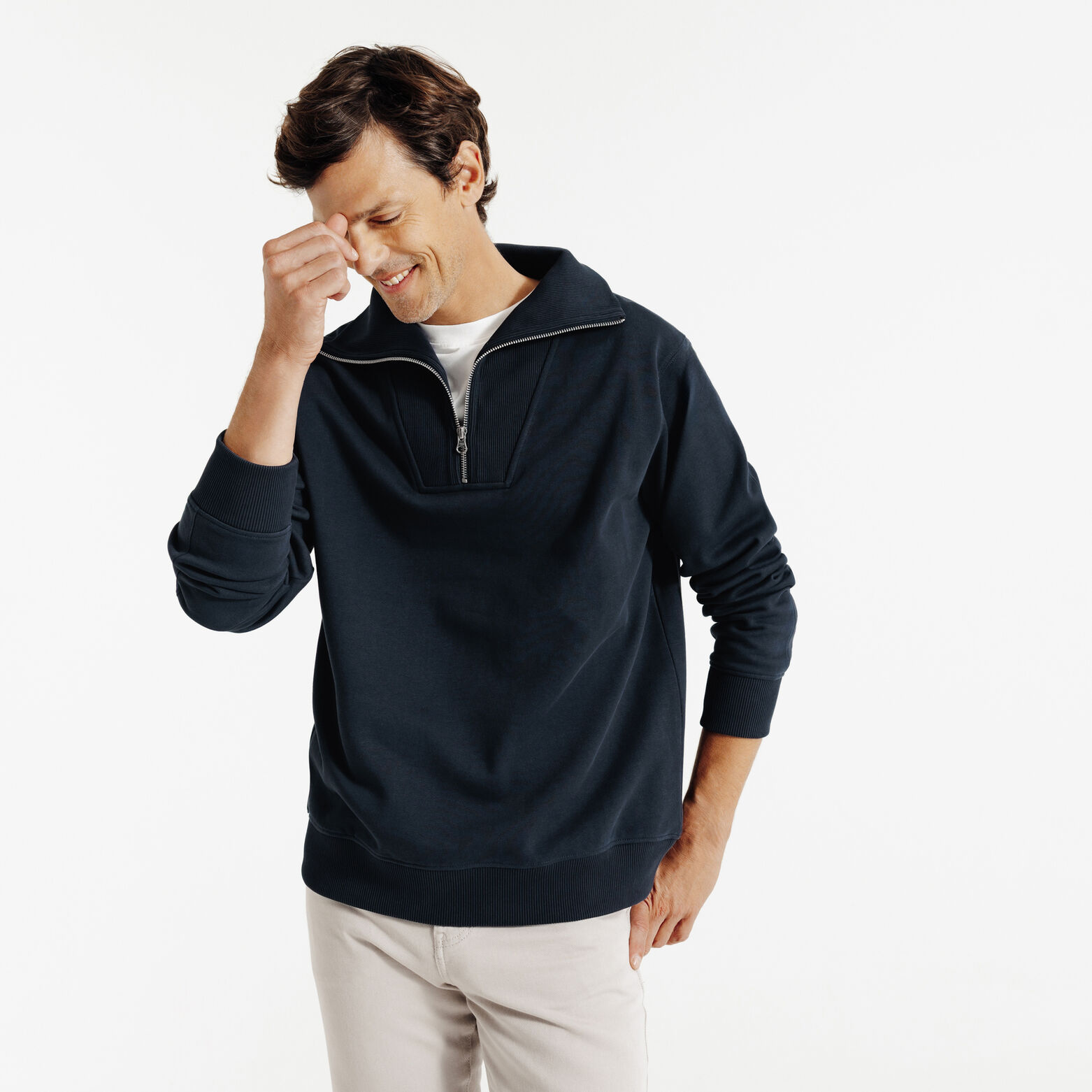 Sweat col camionneur zipp&eacute;