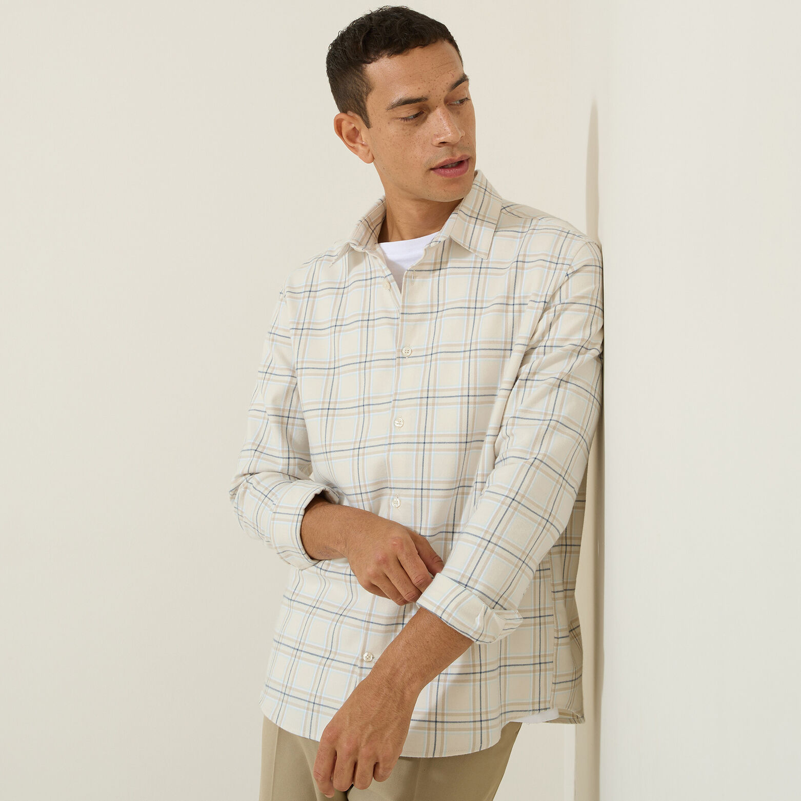 Chemise en coton flanelle &agrave; carreaux