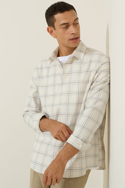 Chemise en coton flanelle &agrave; carreaux