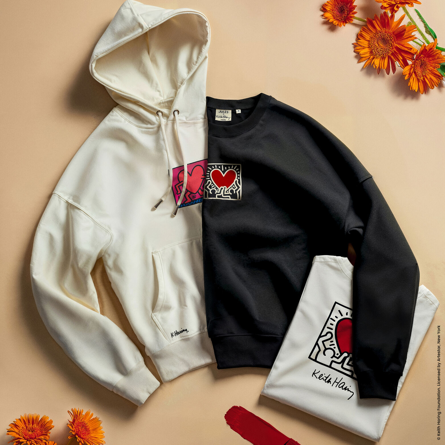 Sweat col rond imprim&eacute; licence Keith Haring