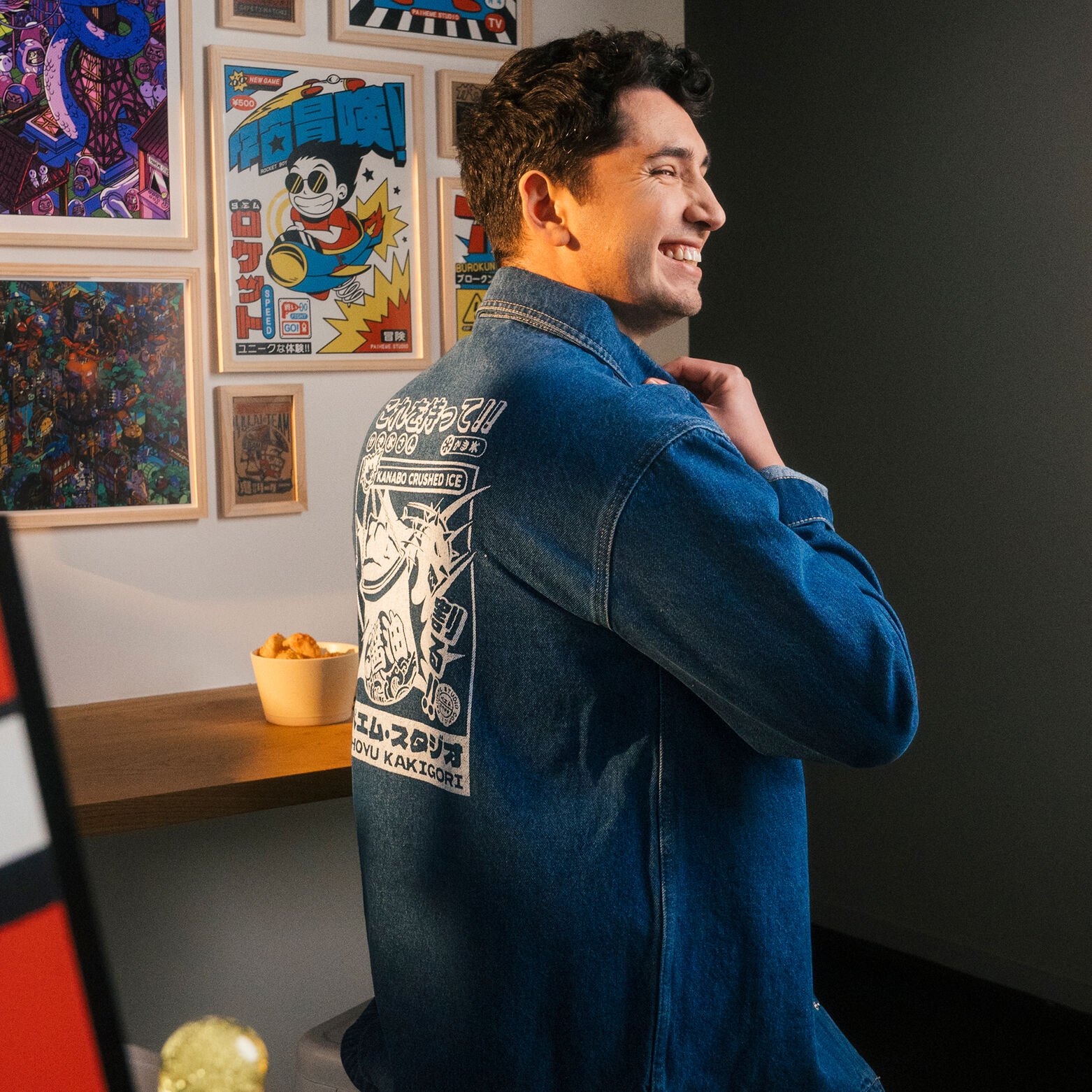 Veste en jean imprim&eacute;e Japon by Paiheme Studio