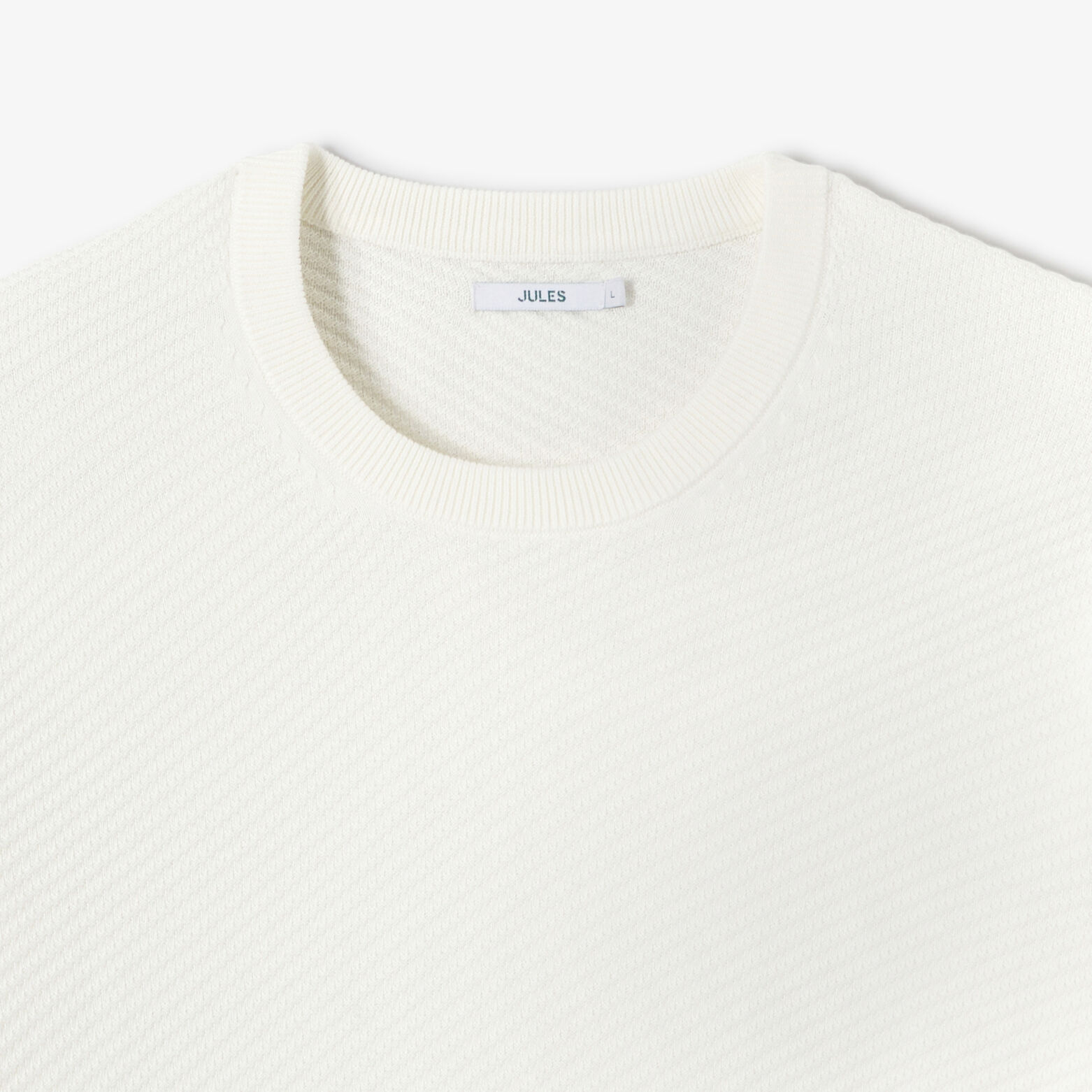 Pull col rond jeux de points fantaisie