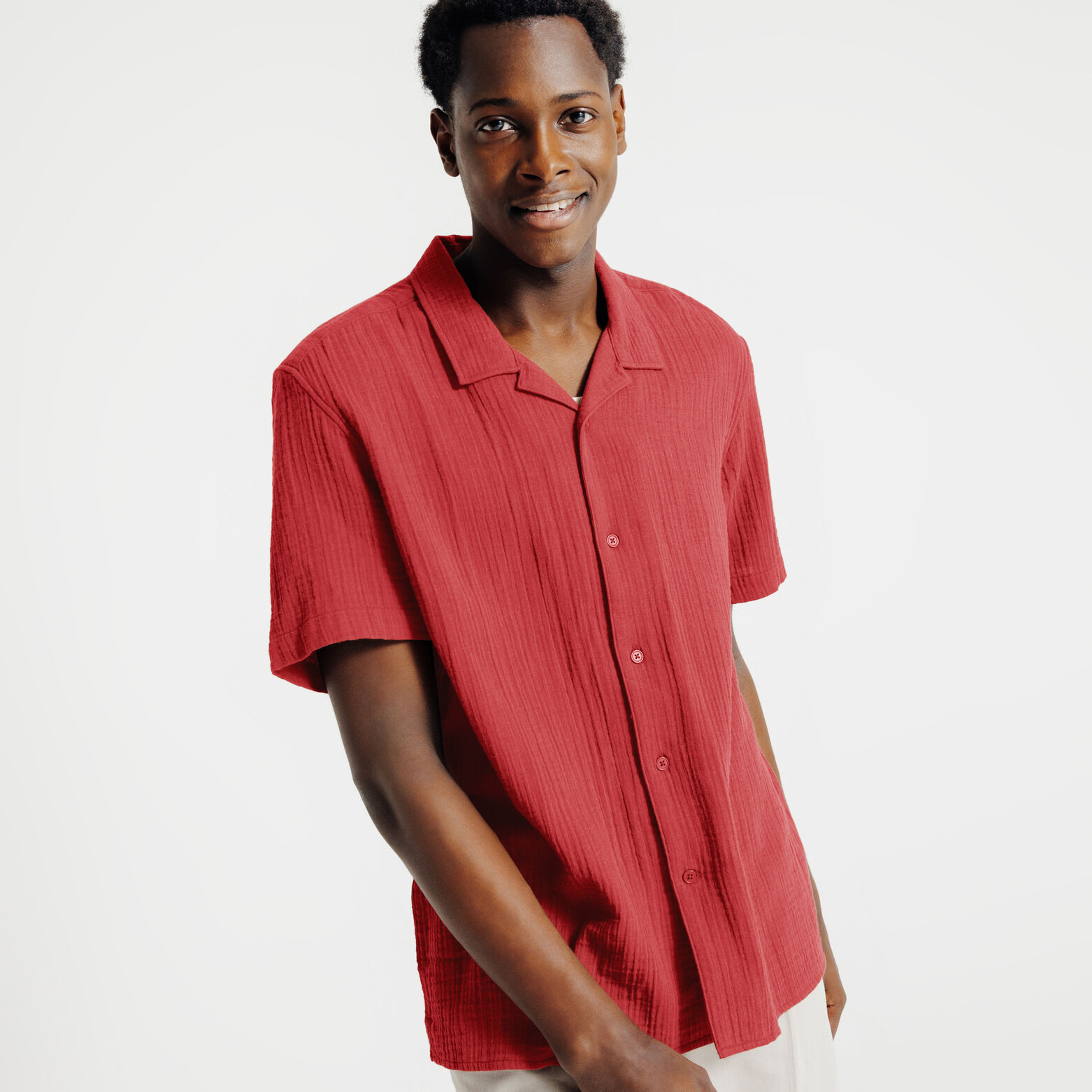 Chemisette en gaze de coton col requin