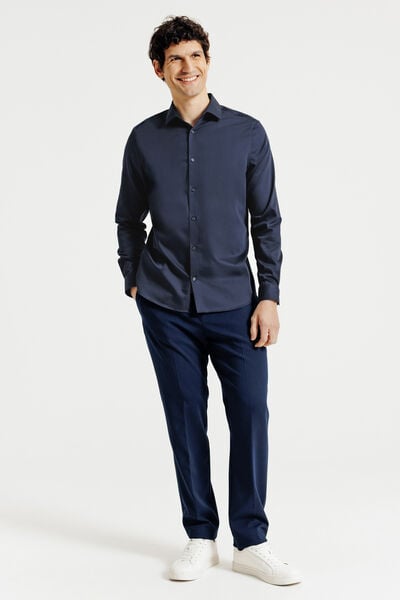 Chemise sans repassage en coton unie slim