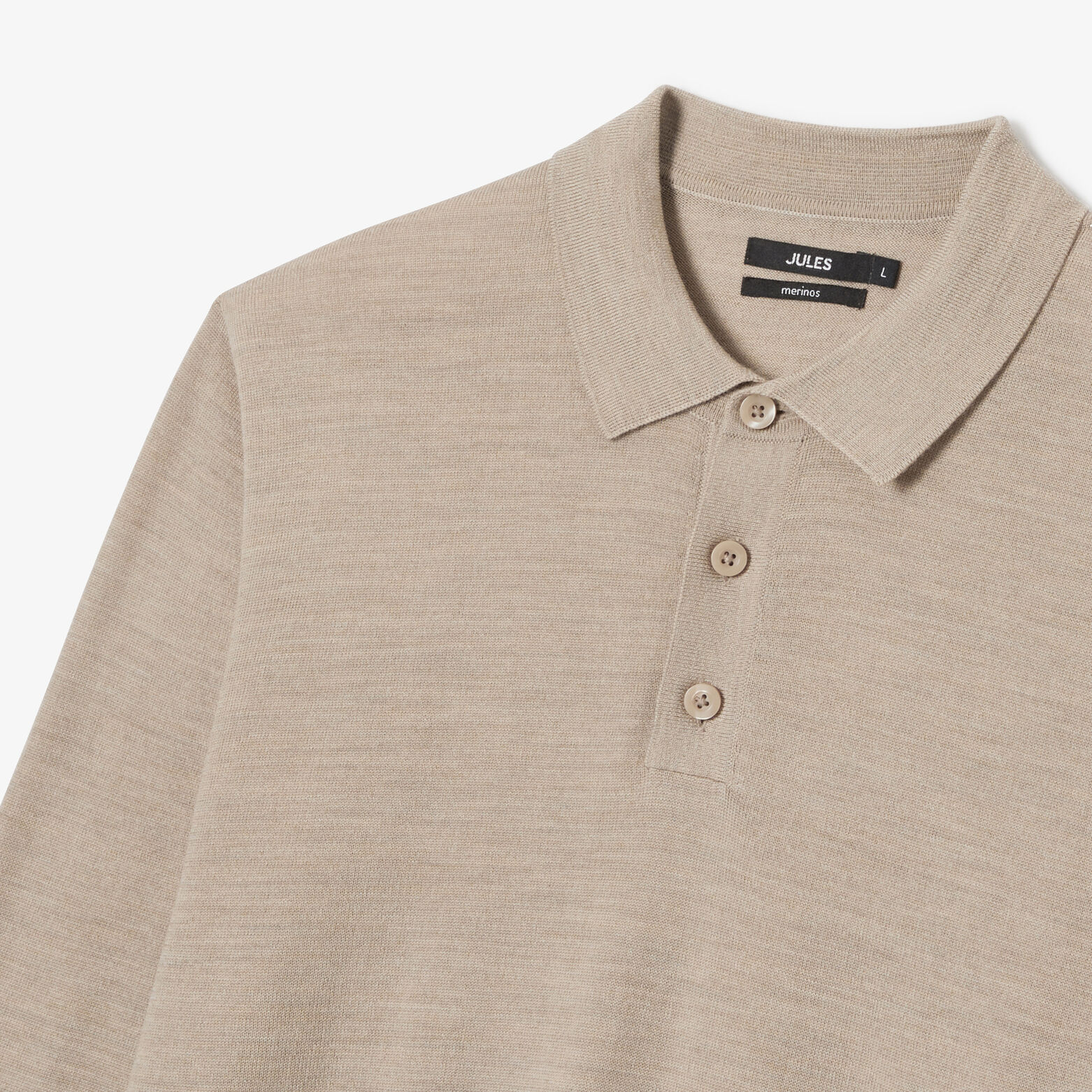 Polo met knoopkraag in merinoswol